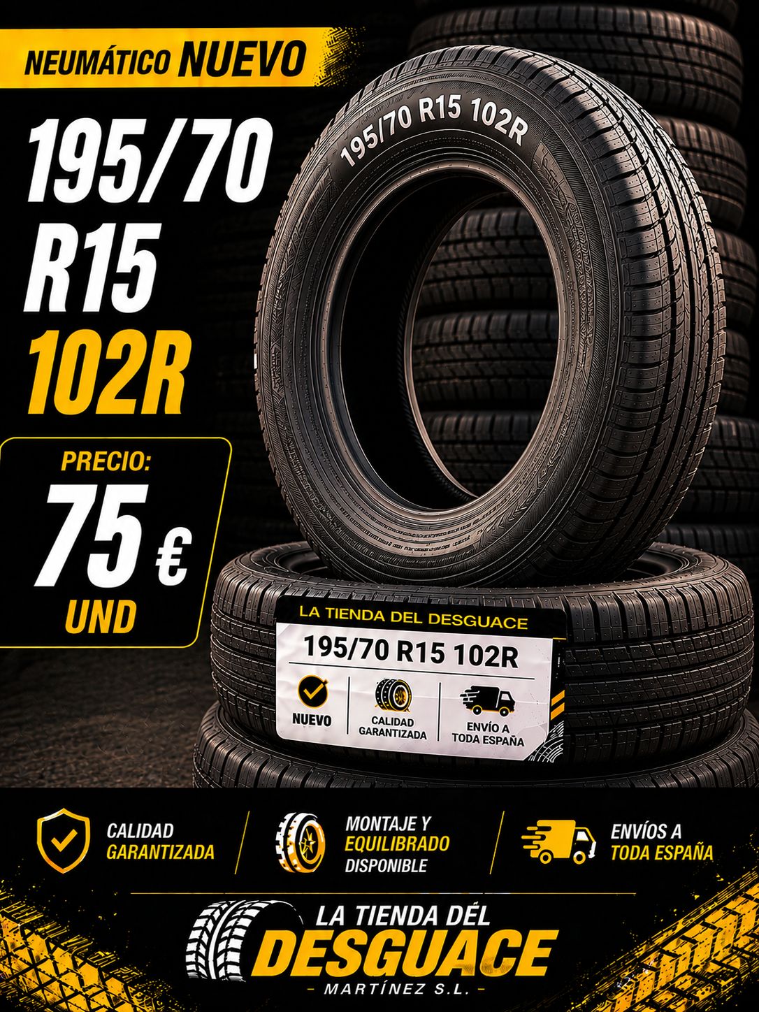 Neumático Nuevo 195/70 R15 102 R
