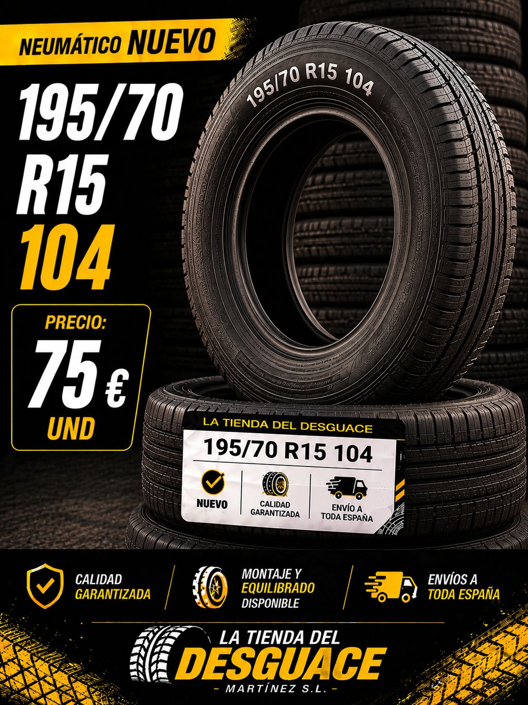 Neumático Nuevo 195/70 R15 104